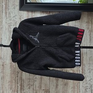 Jordan Sherpa Full Zip Black Fleece Jacket Kids Size Medium